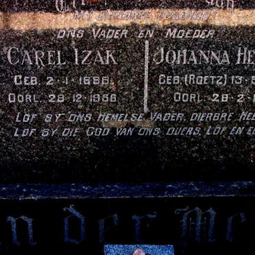 MERWE Carel Izak, van der 1888-1956 &amp; Johanna Hendrina ROETZ 1897-1967