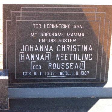 NEETHLING Johanna Christina nee ROUSSEAU 1907-1987