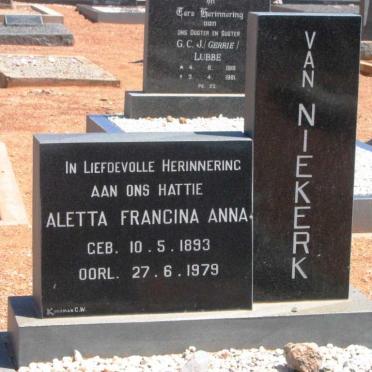 NIEKERK Aletta Francina Anna, van 1893-1979