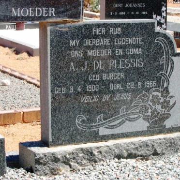 PLESSIS A.J., du nee BURGER 1900-1966