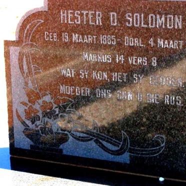 SOLOMON Hester D. 1885-1969