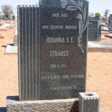 STRAUSS Johanna S.E. nee V. ZYL 1876-1959