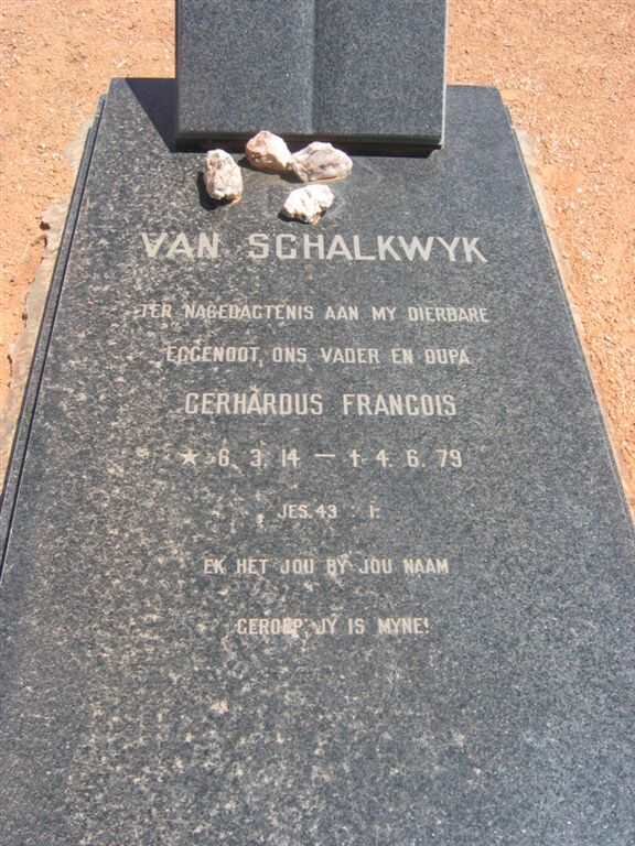 SCHALKWYK Gerhardus Francois, van 1914-1979