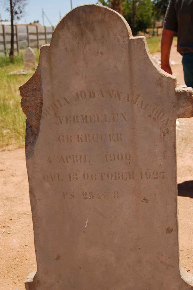 VERMEULEN Sophia Johanna Jacoba nee KRUGER 1900-1927