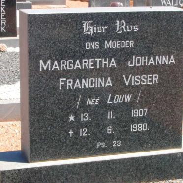 VISSER Margaretha Johanna Francina nee LOUW 1907-1980