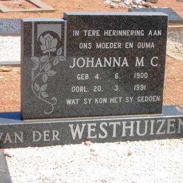 WESTHUIZEN Johanna M.C., van der 1900-1991