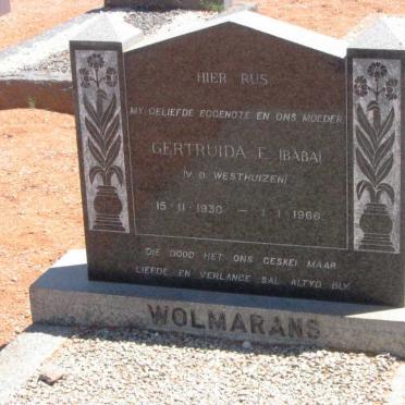 WOLMARANS Gertruida F. nee V.D. WESTHUIZEN 1930-1966