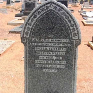 WALTON Breggie Elizabeth Susanna nee NEETHLING 1897-1941
