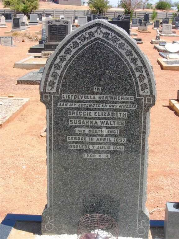 WALTON Breggie Elizabeth Susanna nee NEETHLING 1897-1941