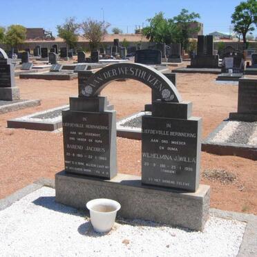 WESTHUIZEN Barend Jacobus, van der 1910-1965 &amp; Wilhelmina J. THIRION 1911-1996