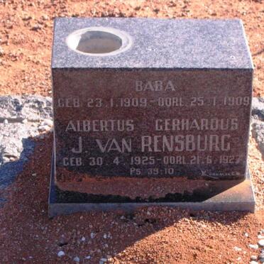 RENSBURG Albertus Gerhardus, J. van 1925-1927 :: J. VAN RENSBURG Baba 1909-1909
