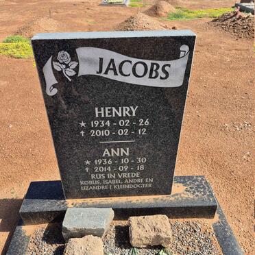 JACOBS Henry 1934-2010 & Ann 1936-2014