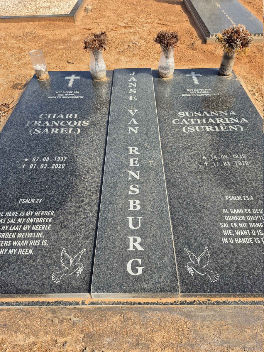 RENSBURG Charl Francois, Janse van 1937-2020 & Susanna Catharina 1939-2020