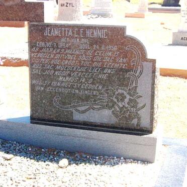 HENNIG Jeanetta C.E. nee VAN ZYL 1894-1950