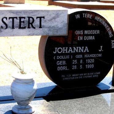 MOSTERT Johanna J. nee HANEKOM 1920-1999