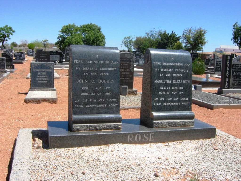 ROSE John C. 1877-1967 & Magrietha Elizabeth 1901-1971