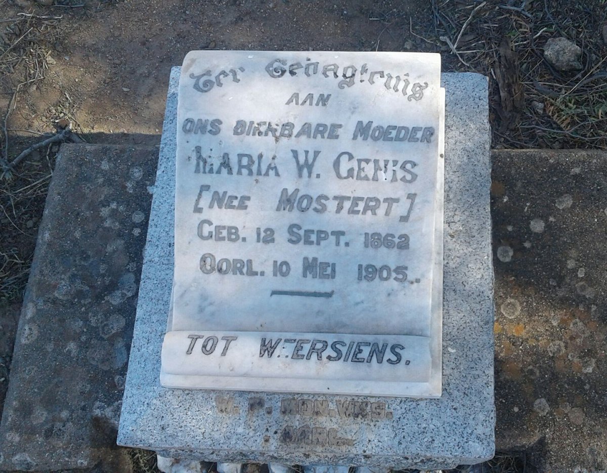 GENIS Maria W. nee MOSTERT 1862-1905