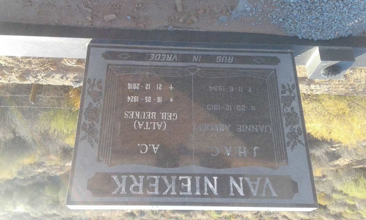 NIEKERK J.H.A.C., van 1913-1994 &amp; A.C. BEUKES 1924-2016