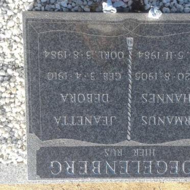 KOEGELENBERG Hermanus Johannes 1905-1984 &amp; Jeanetta Debora 1910-1984