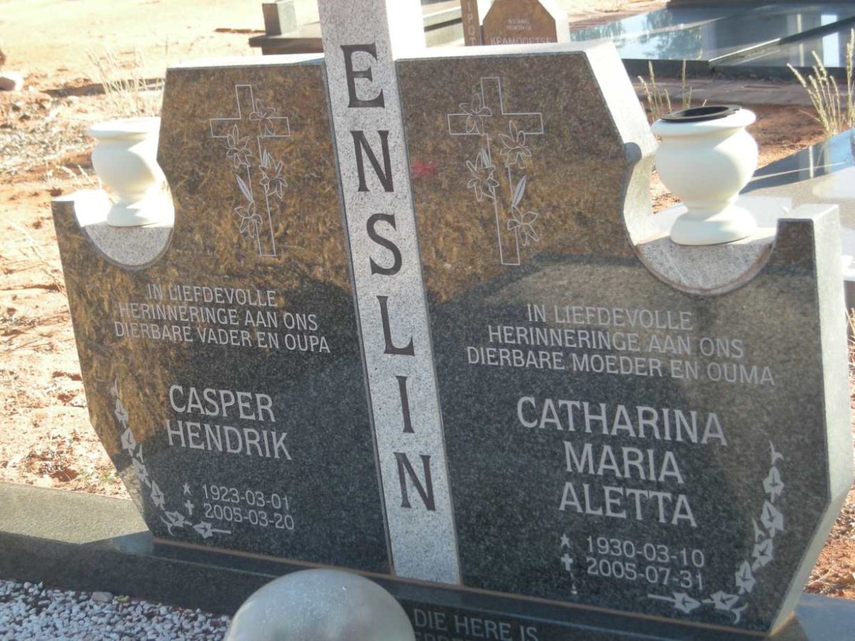 ENSLIN Casper Hendrik 1923-2005 & Catharina Maria Aletta 1930-2005