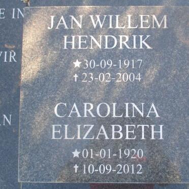 WATT Jan Willem Hendrik, van der 1917-2004 &amp; Carolina Elizabeth 1920-2012