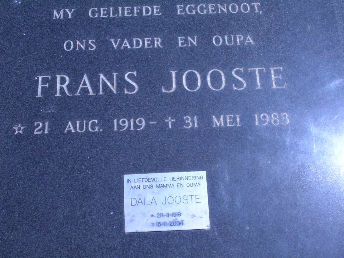 JOOSTE Frans 1919-1983 & Dala 1919-2004