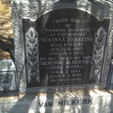 NIEKERK Hendrik Albertus, van 1893-1985 &amp; Susanna Francina BURGER 1885-1956