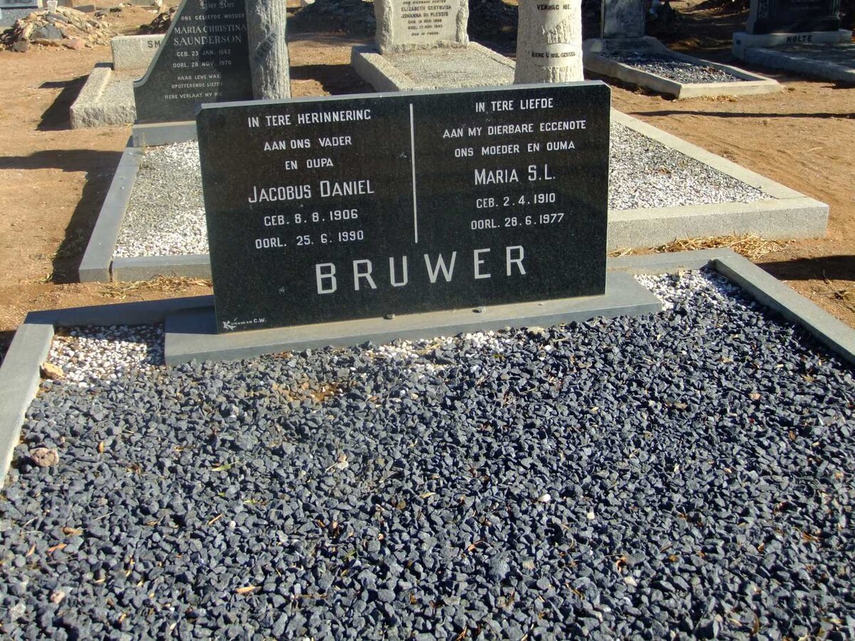 BRUWER Jacobus Daniel 1906-1990 &amp; Maria S.L. 1910-1977