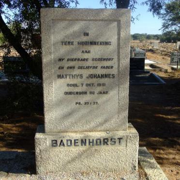 BADENHORST Matthys Johannes -1951