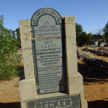 BECKER Jenney Leah nee LEVENSTEIN -1918