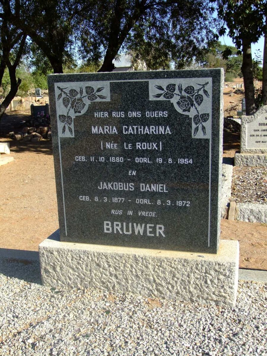 BRUWER Jacobus Daniel 1877-1972 &amp; Maria Catharina LE ROUX 1880-1954