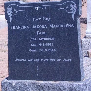 FAUL Francina Jacoba Magdalena geb. MYBURGH 1865-1944
