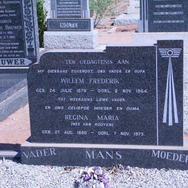 MANS Willem Frederik 1876-1964 &amp; Regina Maria VAN ROOYEN 1880-1975