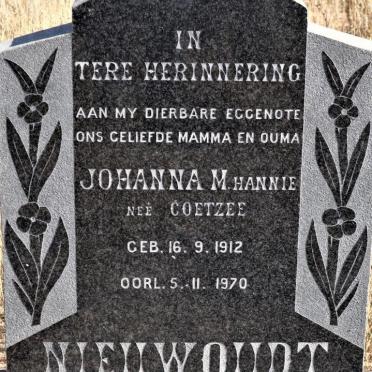 NIEUWOUDT Johanna M. nee COETZEE 1912-1970