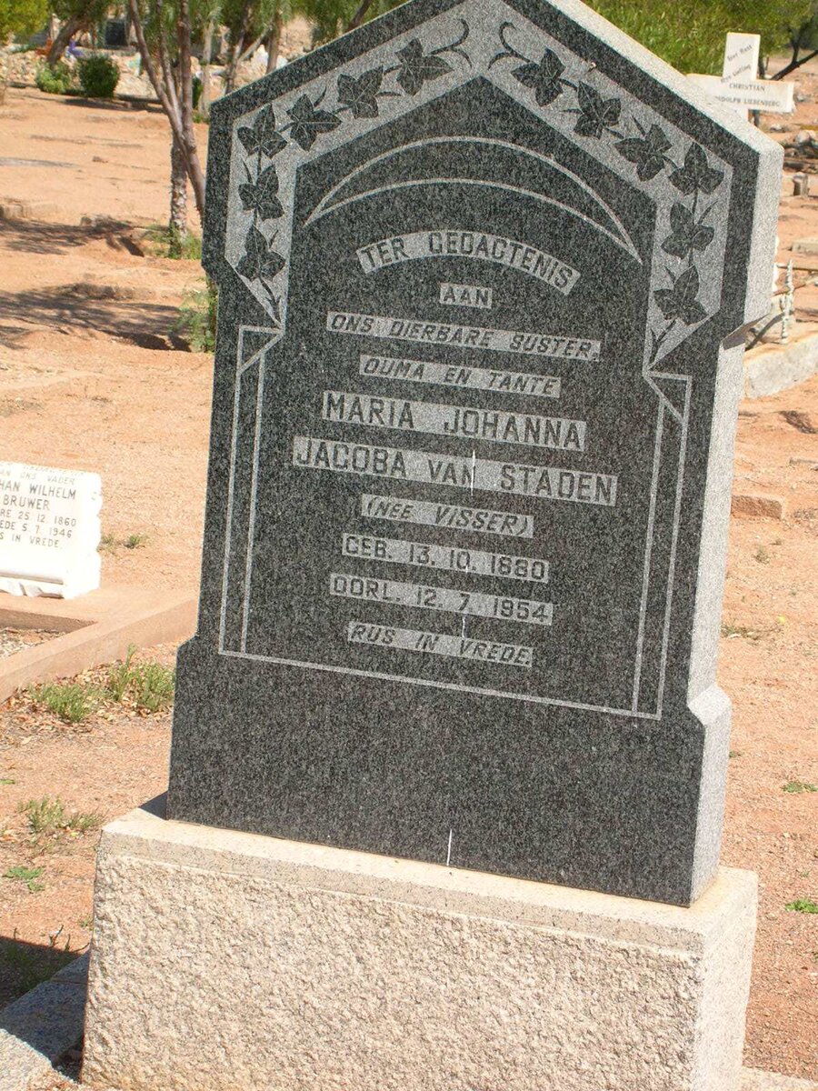 STADEN Maria Johanna Jacoba, van nee VISSER 1880-1954