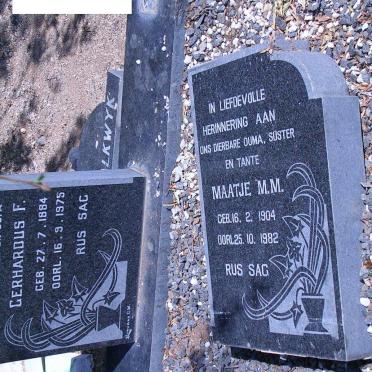 SCHALKWYK Gerhardus F., van 1884-1975 &amp; Maatje M.M. 1904-1982