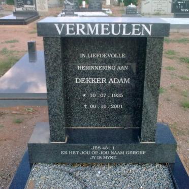 VERMEULEN Dekker Adam 1935-2001