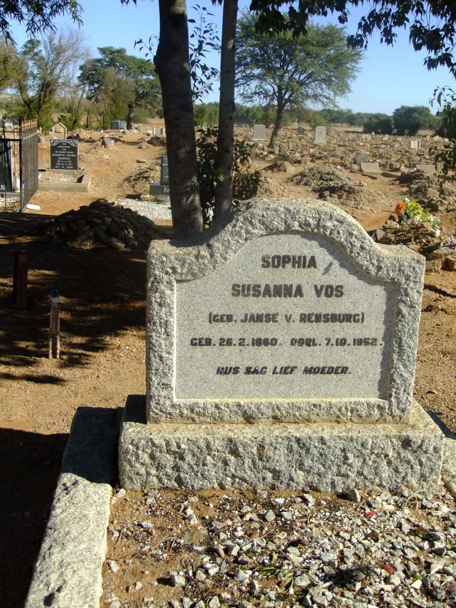 VOS Sophia Susanna nee JANSE V. RENSBURG 1860-1952
