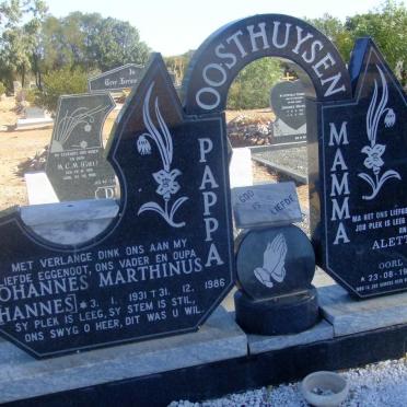 OOSTHUYSEN Johannes Marthinus 1931-1986 &amp; Aletta Cornelia BEZUIDENHOUT 1936-2005