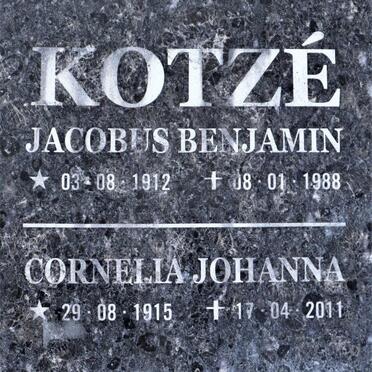 KOTZE Jacobus Benjamin 1912-1988 &amp; Cornelia Johanna 1915-2011