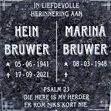 BRUWER Hein 1941-2021 &amp; Marina 1948-  