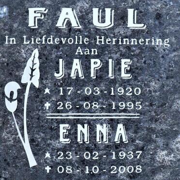 FAUL Japie 1920-1995 &amp; Enna 1937-2008