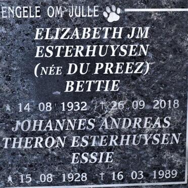 ESTERHUYSEN Johannes Andreas Theron 1928-1989 &amp; Elizabeth J.M. DU PREEZ 1932-2018