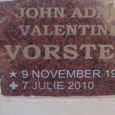 VORSTER John Adam Valentine 1939-2010