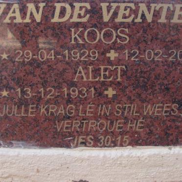 VENTER Koos, van de 1929-2011 &amp; Alet 1931-
