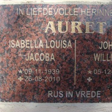 AURET John William 1936- &amp; Isabella Louisa Jacoba 1939-2010