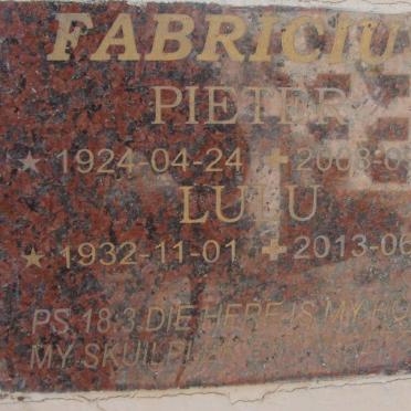 FABRICIUS Pieter 1924-2008 :: FABRICIUS Lulu 1932-2013