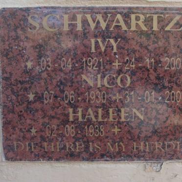 SCHWARTZ Ivy 1921-2001 :: SCHWARTZ Nico 1930-2008 :: SCHWARTZ Haleen 1938-