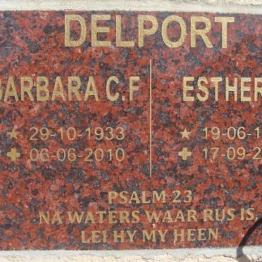 DELPORT Barbara C.F. 1933-2010 :: DELPORT Esther R. 1965-2014