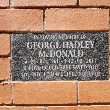 McDONALD George Hadley 1961-2011